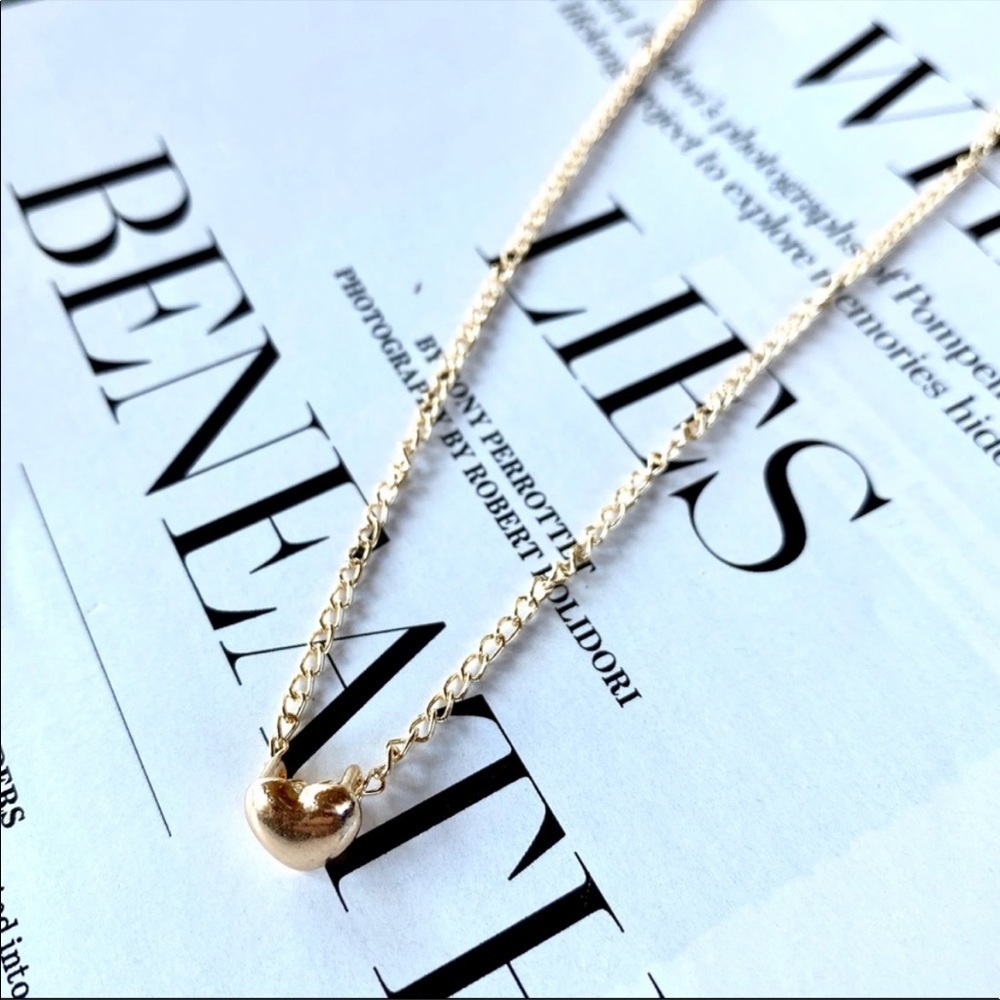 Gold Heart Necklace Link Minimalist Love Chain